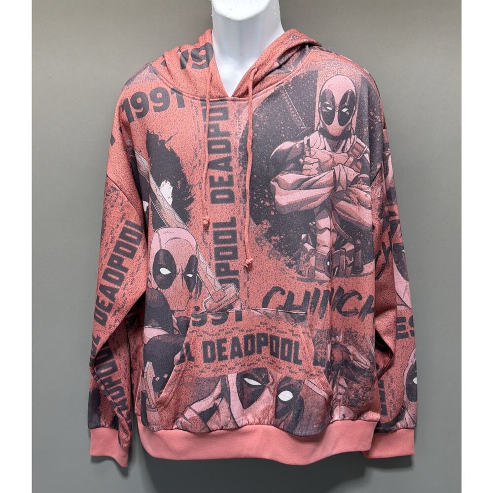 Marvel Deadpool Graphic Pullover Soft Fleece Hoodie Sweatshirt XL Lightweight